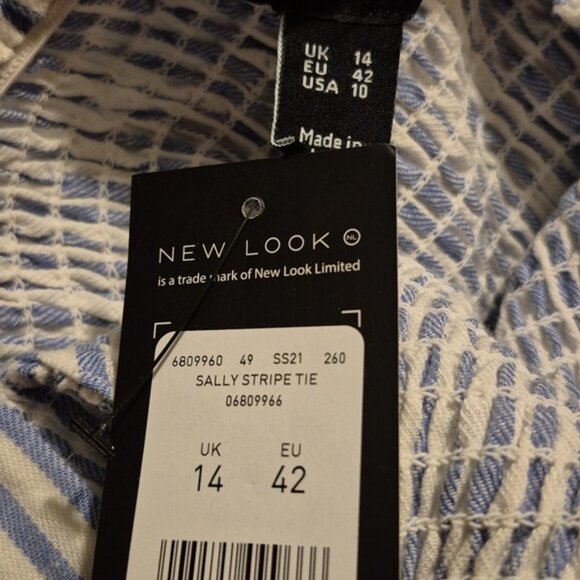 Striped Blue and White  Tiered midi dress Sz.10 NWT New Look - Picture 6 of 6